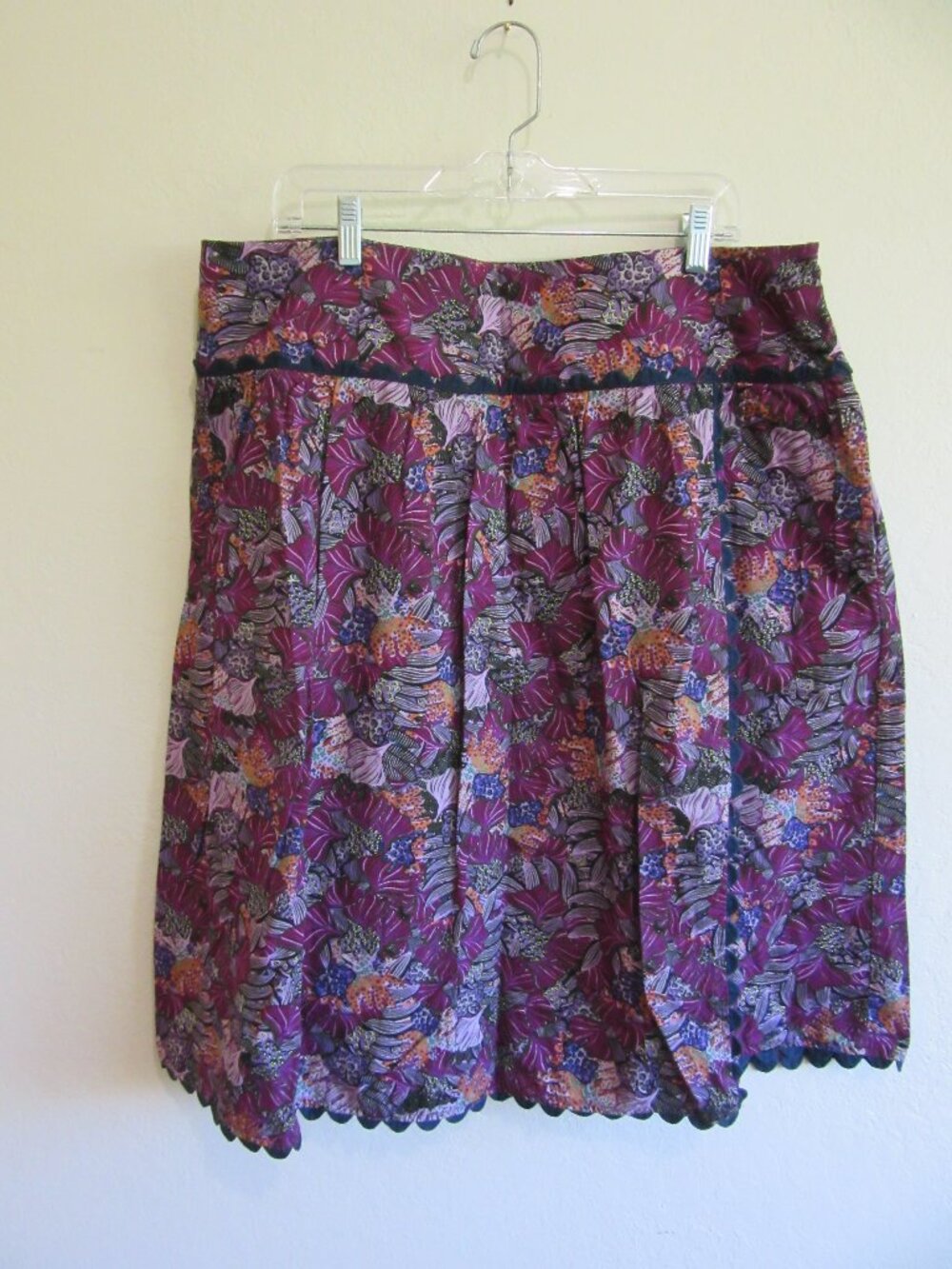 KIKA VARGAS Purple Tropical Pattern 16 Midi Pleated Skirt